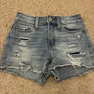 SO Denim Blue Ripped Jean Shorts